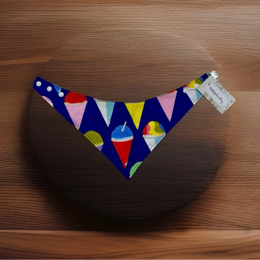 Colorful Snowcone Patterned Bandana-Adjustable, Snap On, Medium: 14-16” Collar